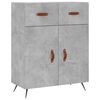 vidaXL Highboard betonggr&aring; 69,5x34x180 cm konstruert tre