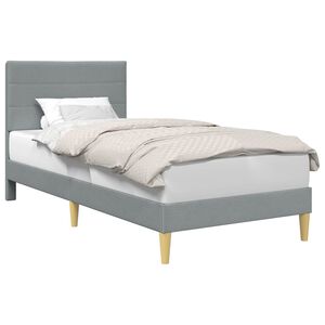 vidaXL Sengestamme med hodegjerde Lysegr&aring; 90 x 190 cm Stoff
