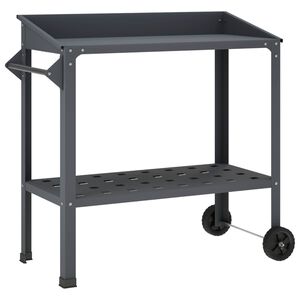 vidaXL Pottebord med hjul 96 x 50 x 89 cm Kaldvalsest&aring;l Antrasitt