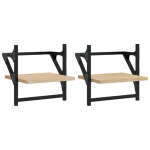 vidaXL Vegghyller med stenger 2 stk sonoma eik 30x25x30 cm