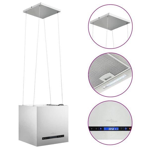 vidaXL Fritthengende kjøkkenvifte sensor LCD 37 cm rustfritt stål