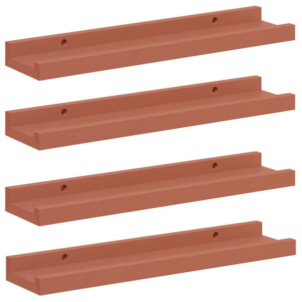 vidaXL Vegghylle med hylle 4 pcs R&oslash;d 40 x 9 x 3 cm Konstruert tre