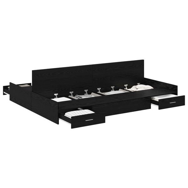 vidaXL Seng med lagring Svart Eik 140 x 200 cm Konstruert tre