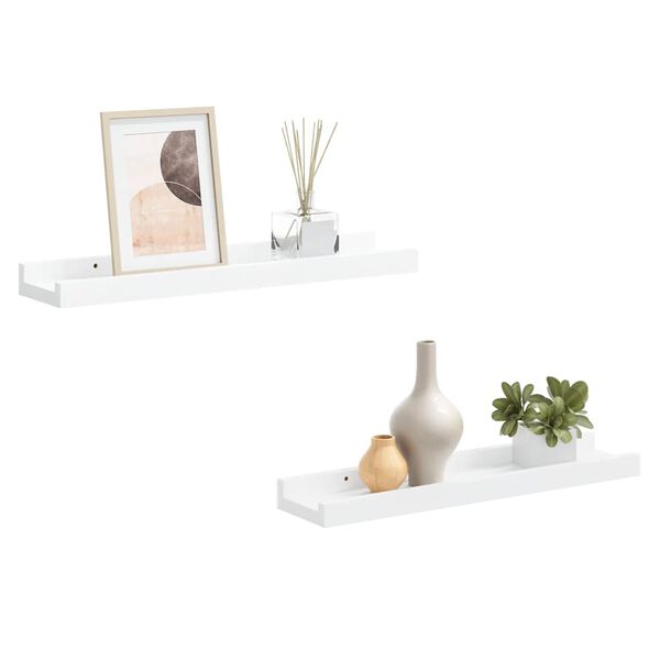 vidaXL Flytende vegghyller 2 stk hvit 40x9x3 cm MDF