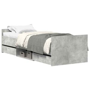 vidaXL Sengeramme med hode- og fotgavl betonggr&aring; 90x200 cm