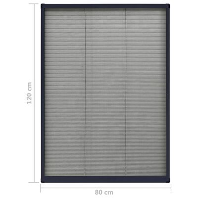 vidaXL Plissert insektskjerm for vindu aluminium antrasitt 80x120 cm