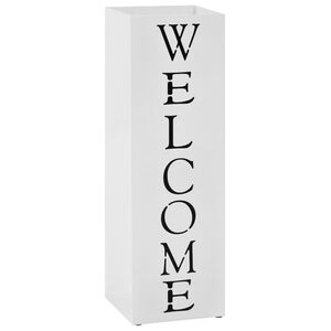vidaXL Paraplystativ Welcome st&aring;l hvit