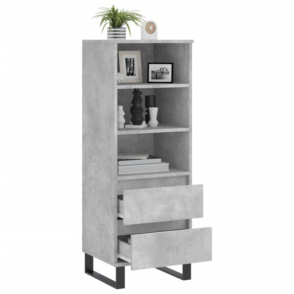 vidaXL Highboard betonggr&aring; 40x36x110 cm konstruert tre