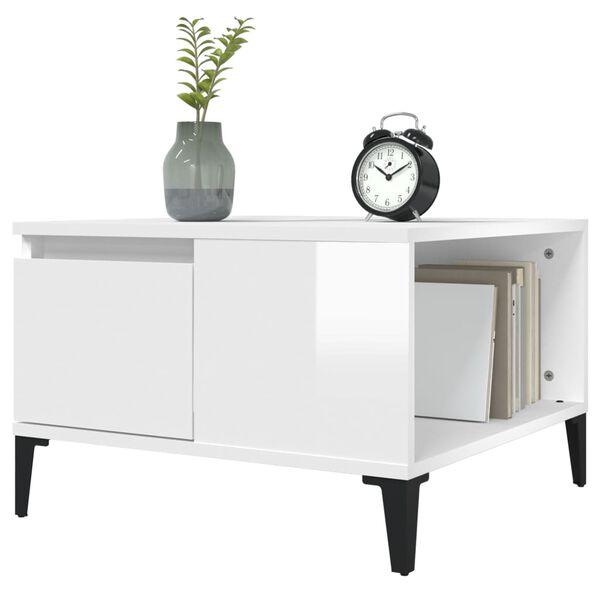 vidaXL Salongbord h&oslash;yglans hvit 55x55x36,5 cm konstruert tre