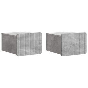 vidaXL Vegghengt Nattbord med skuff 2 pcs Betonggr&aring; 33 x 34,5 x 24 cm