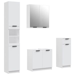 3115852 vidaXL Baderomsskapsett 4 deler hvit konstruert tre