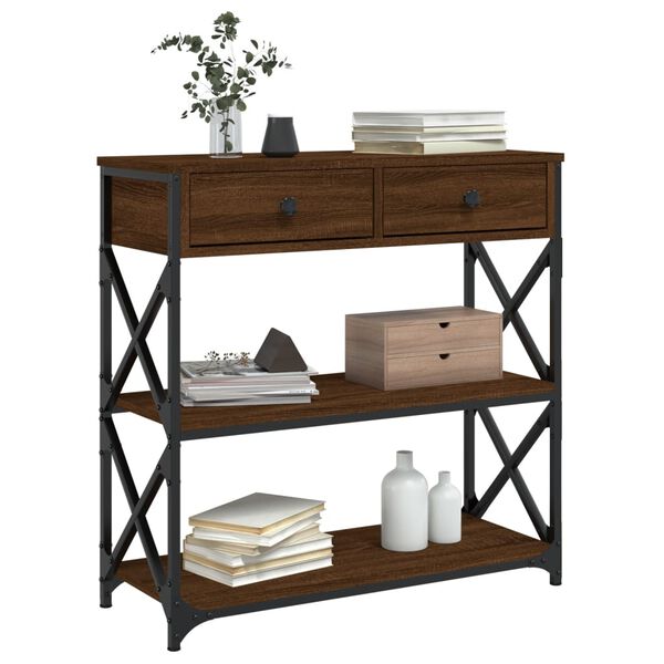 vidaXL Konsollbord brun eik 75x28x75 cm konstruert tre