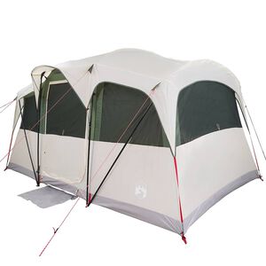 vidaXL Familietelt Hvit og gr&oslash;nn 435 x 255 x 216 cm Polyester og st&aring;l