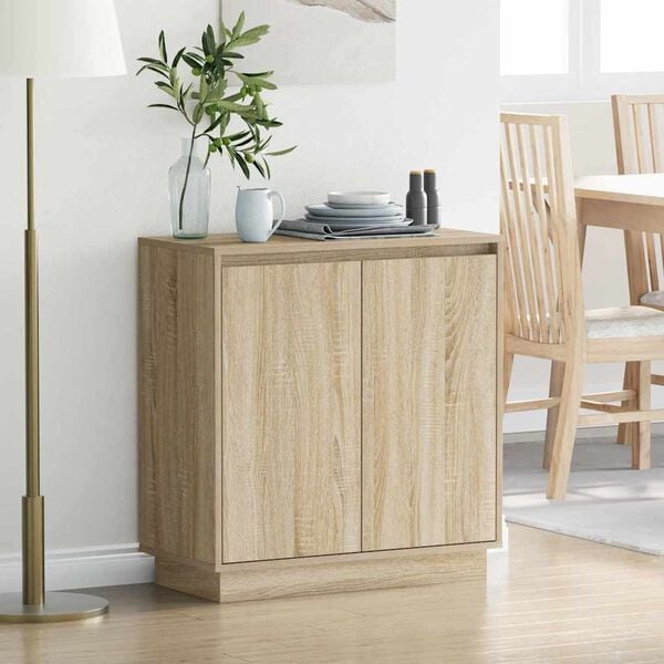 vidaXL LED sideboard Sonoma eik 71 x 34,5 x 75 cm Konstruert tre