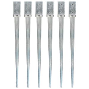vidaXL Jordspyd 6 stk s&oslash;lv 7x7x90 cm galvanisert st&aring;l