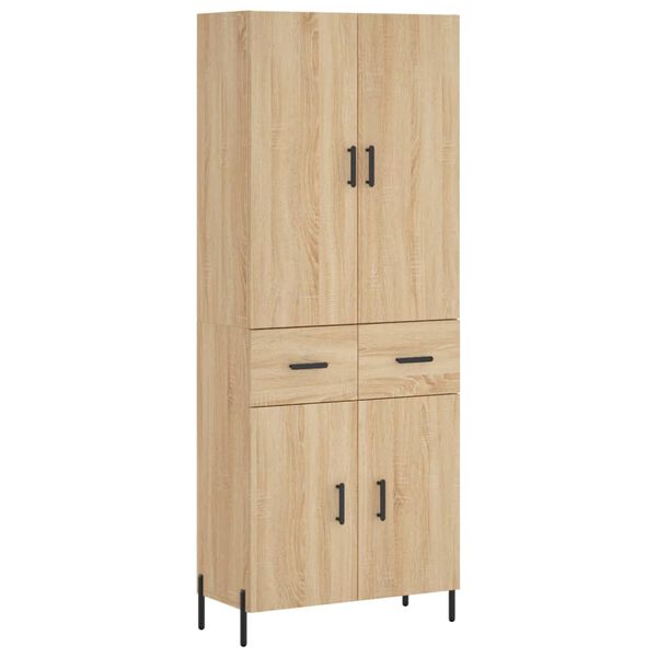 vidaXL Highboard sonoma eik 69,5x34x180 cm konstruert tre