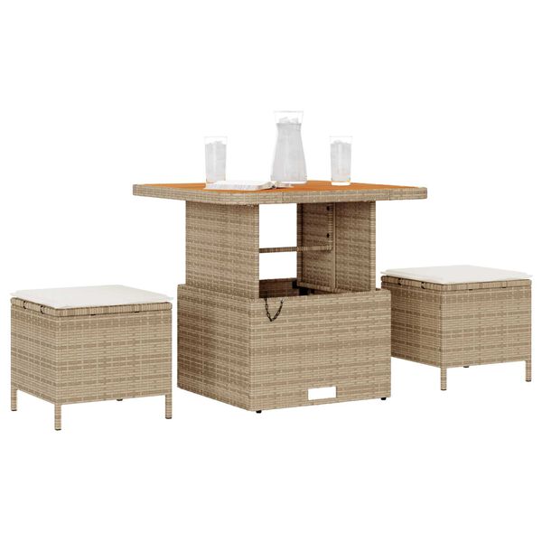 vidaXL Hage Spisegruppe Beige Poly rattan