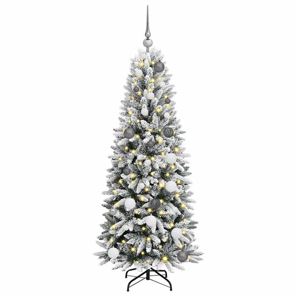vidaXL Kunstig juletre med 150 LED Hvit 150 cm PVC, plast, st&aring;l og PE