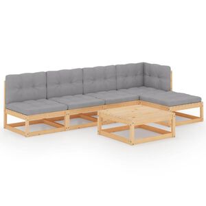 vidaXL Hagesofagruppe med puter 6 deler heltre furu
