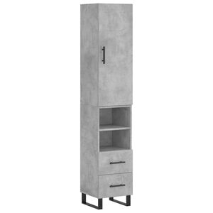 vidaXL Highboard betonggr&aring; 34,5x34x180 cm konstruert tre