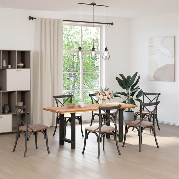 vidaXL Spisebordben svart 2 stk 50x(72-73) cm st&aring;l