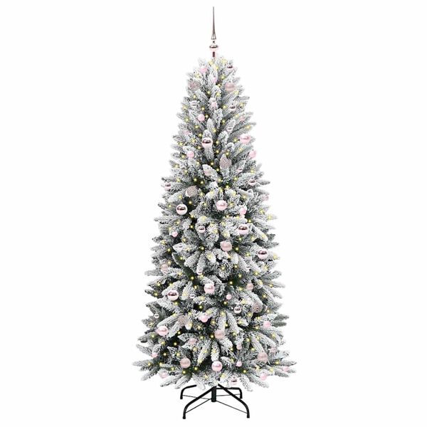 vidaXL Kunstig juletre med 300 LED Hvit 210 cm PVC, plast, st&aring;l og PE
