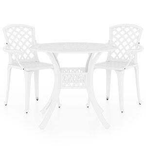 vidaXL Bistrosett 3 deler st&oslash;pt aluminium hvit