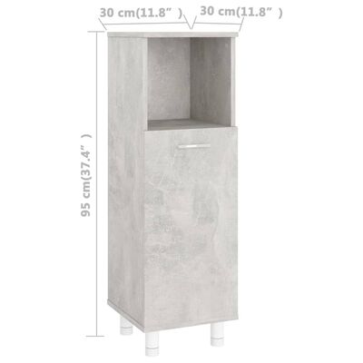vidaXL Baderomsmøbler 3 deler betonggrå sponplate