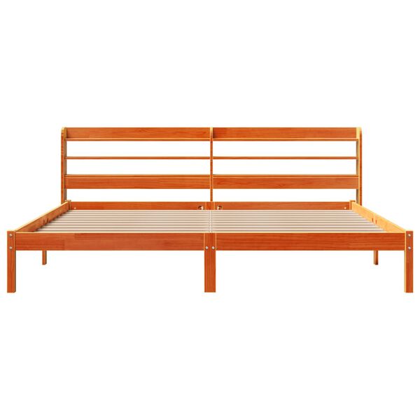 vidaXL Sengeramme med hodegavl voksbrun 180x200 cm heltre furu
