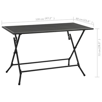 vidaXL Sammenleggbart bord netting 120x60x72 cm stål antrasitt