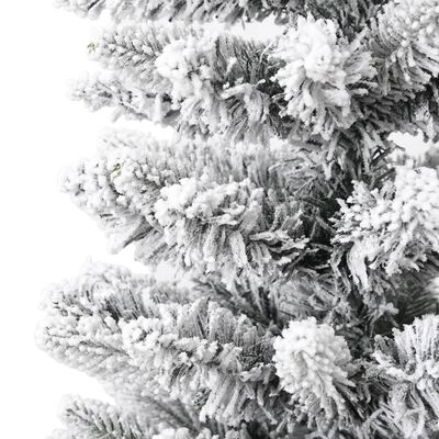 vidaXL Kunstig slankt juletre med flokket snø 210 cm PVC og PE