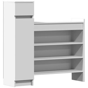 vidaXL Skohylle hvit 100,5x28x100 cm konstruert tre