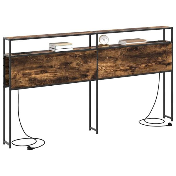 vidaXL Lagringshodegavl med hylle Røkt eik 180 cm Konstruert tre