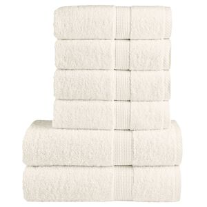 vidaXL Premium h&aring;ndklesett 6 deler SOLUND kremhvit 600 g/m2