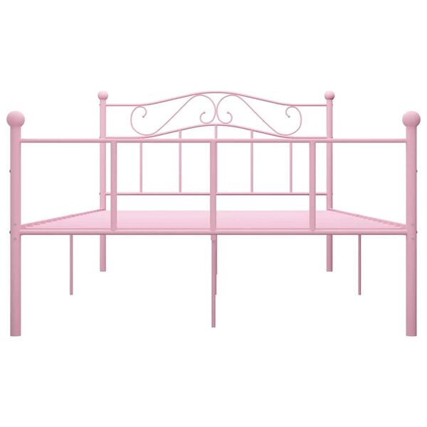 vidaXL Sengeramme rosa metall 140x200 cm