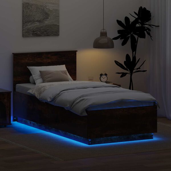 vidaXL Sengestamme med hodegjerde R&oslash;kt eik 70 x 190 cm Konstruert tre