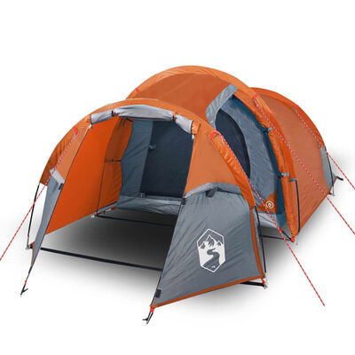 vidaXL Tunneltelt for camping 2 personer grå og oransje vanntett