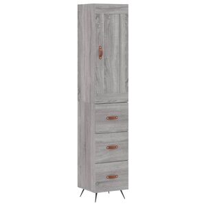 vidaXL Highboard gr&aring; sonoma 34,5x34x180 cm konstruert tre