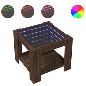 vidaXL Salongbord med LED brun eik 53x53x45 cm konstruert tre