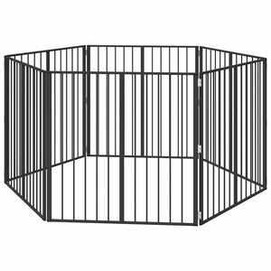 vidaXL Hundeluke 6 pcs Svart 100 x 100 cm Galvanisert St&aring;l