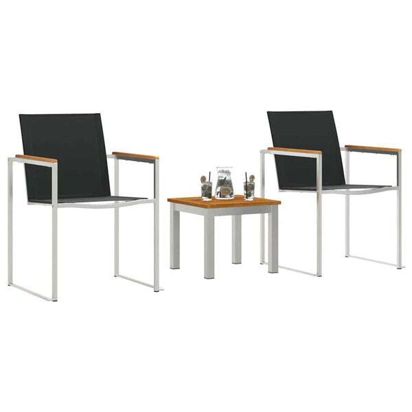 vidaXL Hage Spisegruppe 3 pcs Brun og svart Massivt Teaktre