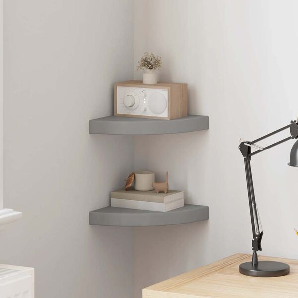 vidaXL Flytende vegghyller 2 stk gr&aring; 25x25x3,8 cm MDF