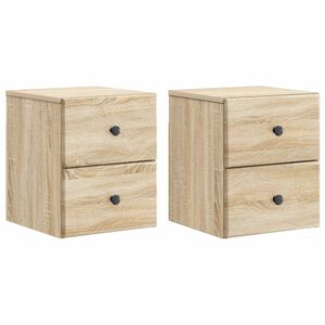 vidaXL Vegghengt Nattbord med skuff 2 pcs Sonoma eik 34,5 x 33 x 40 cm