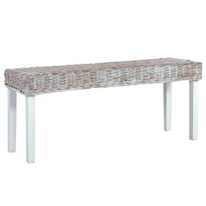 vidaXL Benk 110 cm hvit naturlig kubu-rotting og heltre mahogni