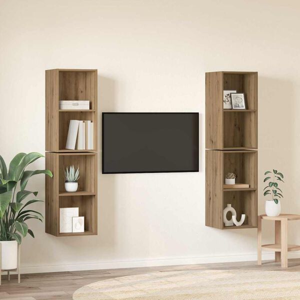 vidaXL TV-benksett 4 pcs Artisan Eik 37 x 37 x 72 cm Konstruert tre