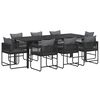 vidaXL Hage Spisegruppe 9 stk. Svart og Anthracite polyrotting