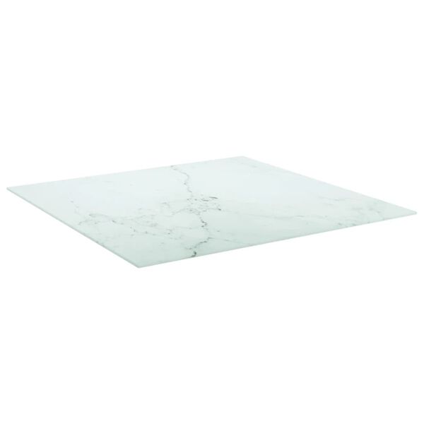 vidaXL Bordplate hvit 80x80 cm 6 mm herdet glass med marmor design