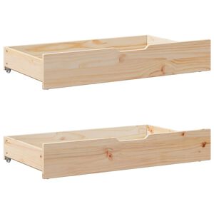 vidaXL Sengeskuffer med hjul 2 stk 90x55x17 cm heltre furu