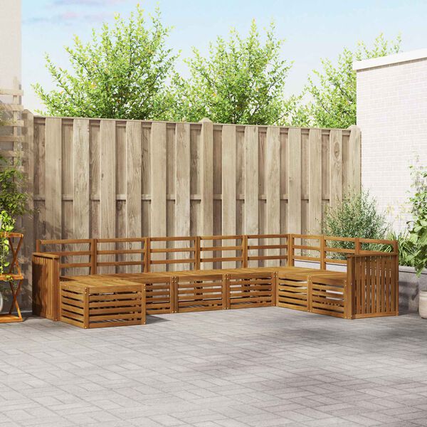 vidaXL Sofasett 8 pcs Naturlig Solid akasietre