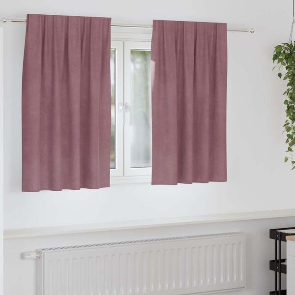 vidaXL Blendingsgardiner 2 pcs M&oslash;rk rosa 140 x 140 cm Fl&oslash;yel